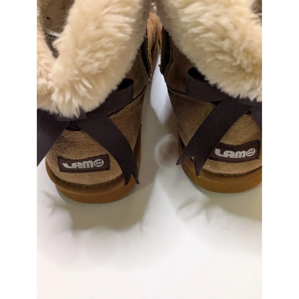 Lamo Womens Chestnut Suede Winter Boots Faux Fur Lined Bow Detail Size‎ 8